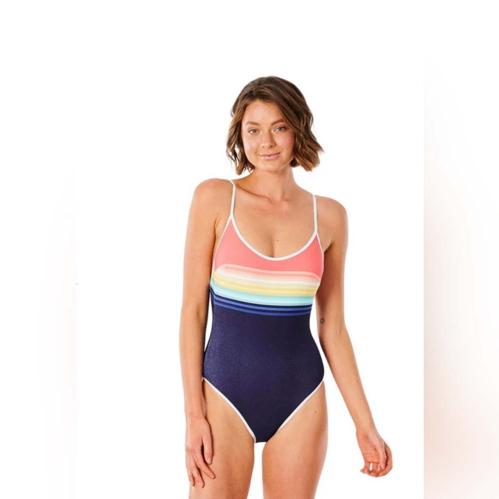 Rip Curl Sayulita stripe One Piece Swimsuit Indigo Size Small